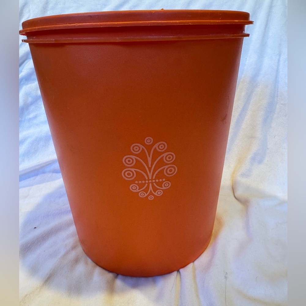 Vintage Tupperware Large Orange Container with Lid